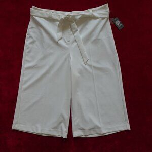 Vince Camuto Cropped Pants Plus Size 22W Ivory High Waist Belted